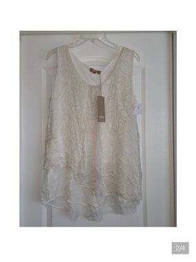 Carla Conti Silk Beige Snake Print Layered Tank Top Women's Sz 1XL‎ Lightweight